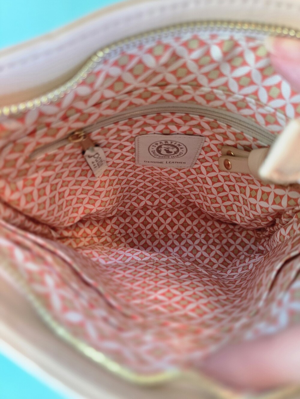 Spartina 449 Pink and Cream Patent Crossbody Bag - Picture 4 of 10